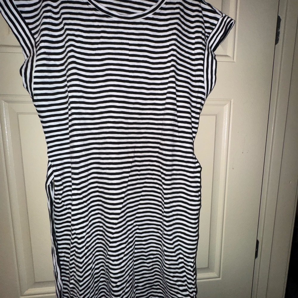 J. Crew Black and White Striped Dress